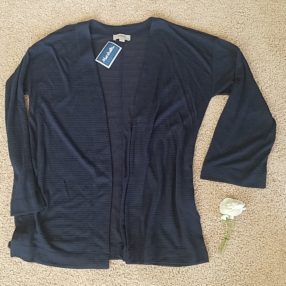 4/$25 Loft Navy sheer open front cardigan XS